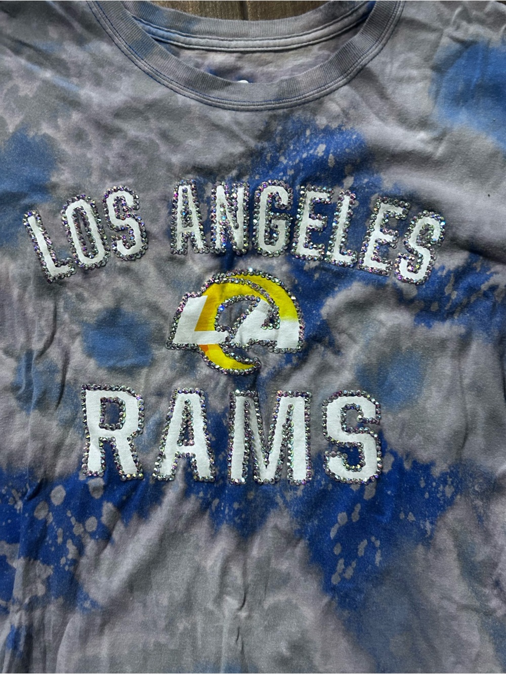 Fanatics Blue and Gray Tie-Dye Tee with Embellished Logo